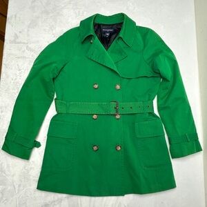 Banana Republic Green Double Breasted Belted Trench Coat Size M